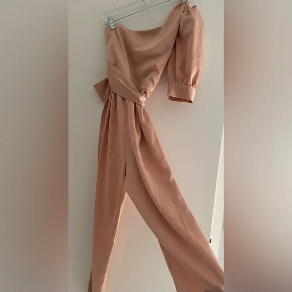 Never worn asos peachy pink one shoulder jumpsuit - Picture 2 of 2
